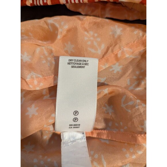 Irving & Fine Lucky Brand Beaded Orange Floral Silk Blouse Women's Small - Picture 9 of 9